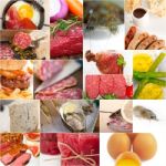 High Protein Food Collection Collage Stock Photo