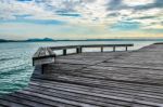 Wooden Bridge And Bench Stock Photo