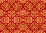 Golden Art Pattern On Red Background Stock Photo