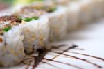 Fresh Sushi Choice Combination Assortment Selection Stock Photo