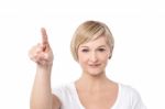 Mature Women Pointing At Something Stock Photo