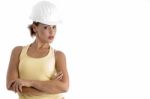 Female Architect Wearing Helmet Stock Photo