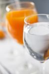 Freshly Made Orange Juice And Water Stock Photo