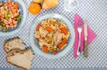 Chicken With Carrot And Spaghetti Stock Photo