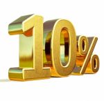 3d Gold 10 Ten Percent Discount Sign Stock Photo