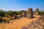 Ruins Of Phnom Bakheng Temple At Angkor Wat Complex Stock Photo