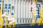 Fiber Optic With Servers In A Technology Data Center Stock Photo