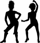 Dancing Fashion Silhouette Friends Stock Photo