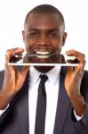 Businessman With Tablet Pc Stock Photo