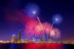 Seoul International Fireworks Festival In Korea Stock Photo