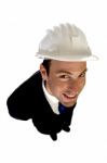 Smart Architect With White Helmet Stock Photo