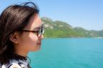 Young Woman On The Boat Stock Photo