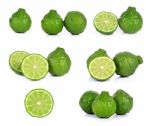 Set Of Bergamot Isolated White Background Stock Photo