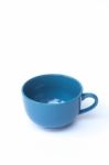 Blue Ceramic Bowl On White Background Stock Photo