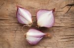 Shallots Still Life Wood Background Stock Photo