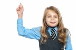 Charming School Girl With Raised Arm Stock Photo