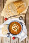 Lentil And Tomato Soup Stock Photo