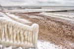 Storm At Sea In Winter Stock Photo