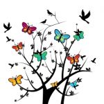 Butterflies In Tree Indicates Natural Environment And Nature Stock Photo