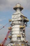 Processing Column For Offshore Platform Under Construction Stock Photo