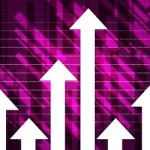 Purple Arrows Show Upwards Increase And Growth
 Stock Photo