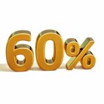 3d Gold 60 Sixty Percent Discount Sign Stock Photo