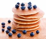 Stack Of Pancakes With Fresh Blueberries Stock Photo