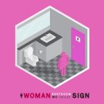 Woman Toilet Sign In Restroom Isometric Stock Photo