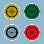 Bicycle Wheel Icon Set Stock Photo