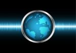 Technology Abstract World Globe Circle Wave Signal Background Stock Photo