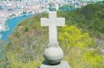 Lugano From San Salvatore Mountain Stock Photo