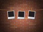 Photo Frames Represents Blank Space And Bricks Stock Photo