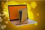 Laptop With File Folder Stock Photo