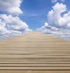 Wood Walk Way To Blue Sky Stock Photo