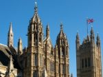 View Of The Sunlit Houses Of Parliament Stock Photo