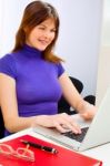 Woman Working In Computer Stock Photo