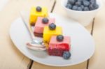 Strawberry And Mango Mousse Dessert Cake Stock Photo