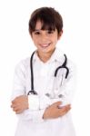 Young Kid Dressed As Doctor Stock Photo