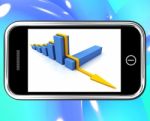 Arrow Falling On Smartphone Showing Collapsed Finances Stock Photo