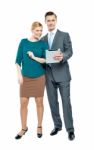 Business Couple Holding Tablet Pc Stock Photo