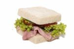 Sandwich With Ham And Lettuce Stock Photo