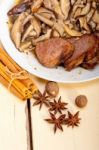 Venison Deer Game Filet And Wild Mushrooms Stock Photo