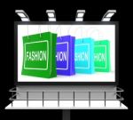 Fashion Shopping Sign Shows Fashionable Trendy And Stylish Stock Photo