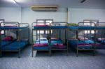 A Row Soldier Bunk Beds Stock Photo