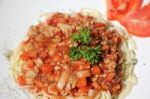 Pasta With Tomato Sauce Stock Photo