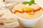 Hummus With Pita Bread Stock Photo