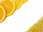 Fresh Orange And Lemon Slice On White Background Stock Photo