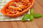 Spicy Chicken Penne Pasta Stock Photo