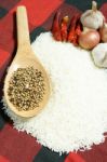 White Rice And Food Ingredients Stock Photo