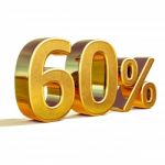 3d Gold 60 Sixty Percent Discount Sign Stock Photo